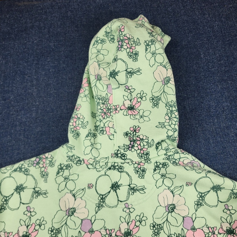 Life Is Good Womens Large Mint Green Floral Cotton Fleece Pullover Hoodie L - Picture 10 of 12